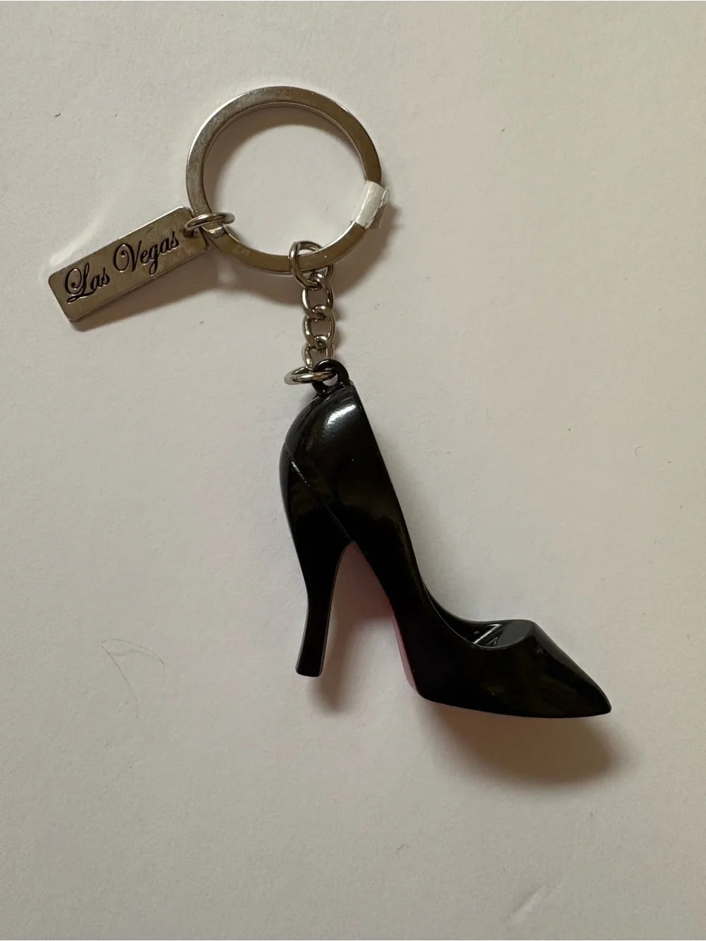 Unbranded Black High Heel red bottom Keychain with Rhinestones